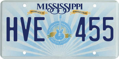 MS license plate HVE455