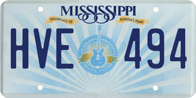 MS license plate HVE494