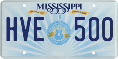 MS license plate HVE500