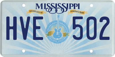 MS license plate HVE502