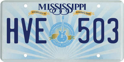 MS license plate HVE503