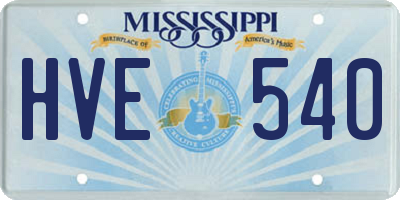 MS license plate HVE540