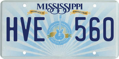 MS license plate HVE560