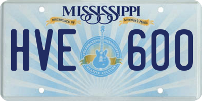 MS license plate HVE600