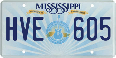 MS license plate HVE605