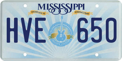 MS license plate HVE650