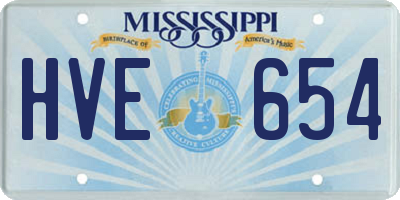 MS license plate HVE654