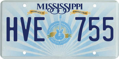 MS license plate HVE755