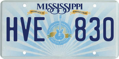 MS license plate HVE830