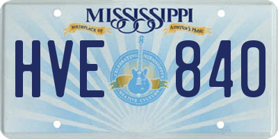 MS license plate HVE840