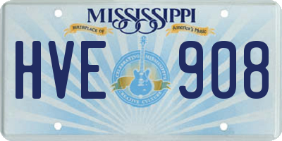 MS license plate HVE908