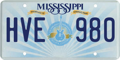 MS license plate HVE980