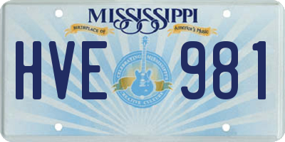 MS license plate HVE981