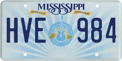 MS license plate HVE984