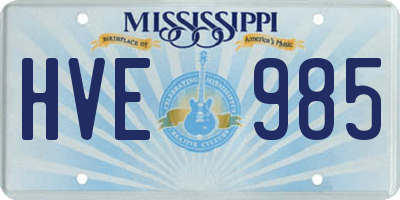 MS license plate HVE985