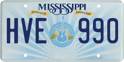 MS license plate HVE990