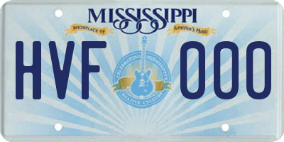 MS license plate HVF000