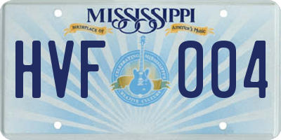 MS license plate HVF004