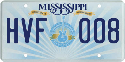 MS license plate HVF008