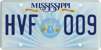 MS license plate HVF009