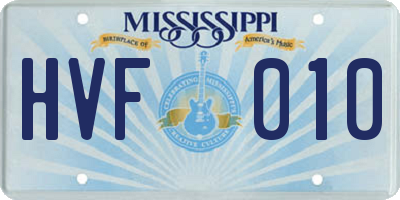 MS license plate HVF010