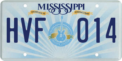 MS license plate HVF014