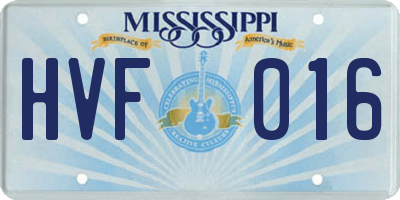 MS license plate HVF016