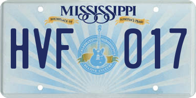 MS license plate HVF017