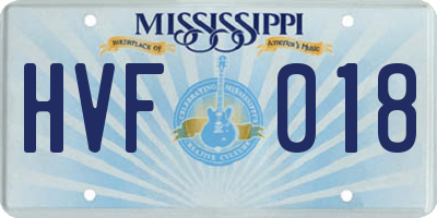 MS license plate HVF018