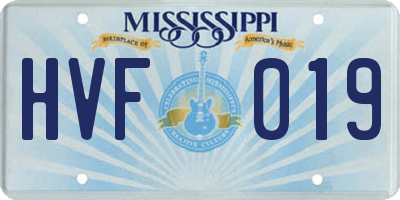 MS license plate HVF019