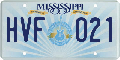 MS license plate HVF021
