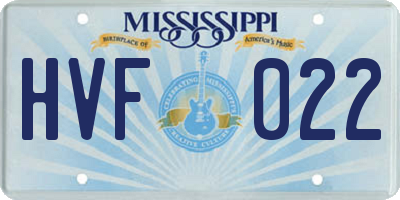 MS license plate HVF022