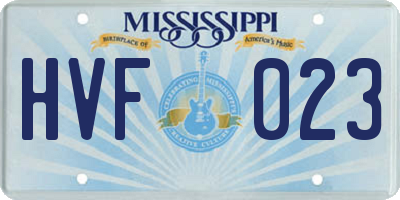 MS license plate HVF023