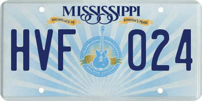 MS license plate HVF024