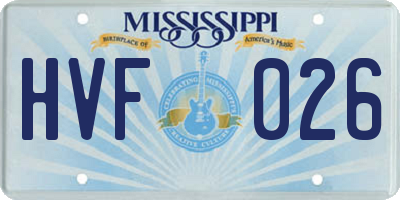 MS license plate HVF026