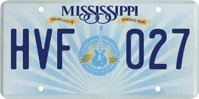 MS license plate HVF027