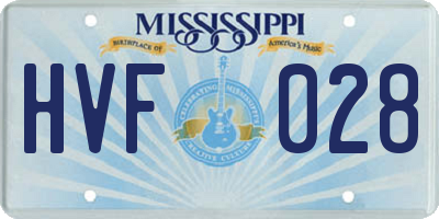 MS license plate HVF028