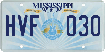 MS license plate HVF030