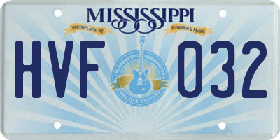 MS license plate HVF032