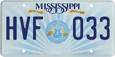 MS license plate HVF033