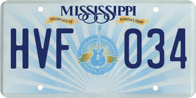 MS license plate HVF034