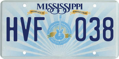 MS license plate HVF038