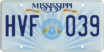 MS license plate HVF039