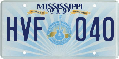 MS license plate HVF040