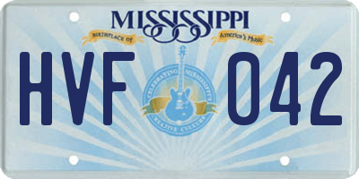 MS license plate HVF042