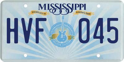 MS license plate HVF045
