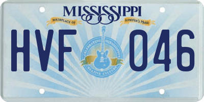MS license plate HVF046