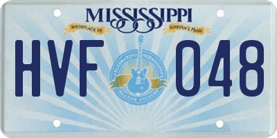 MS license plate HVF048