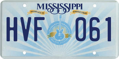 MS license plate HVF061