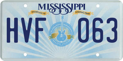 MS license plate HVF063